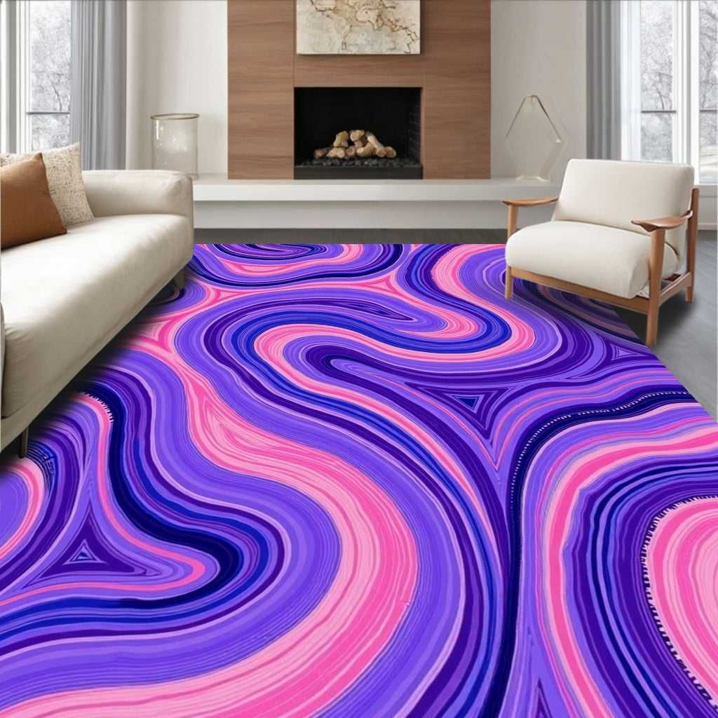 Purple Pink Swirling Fluid Rug