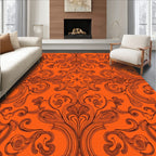 Bold Orange Baroque Swirl Pattern Rug