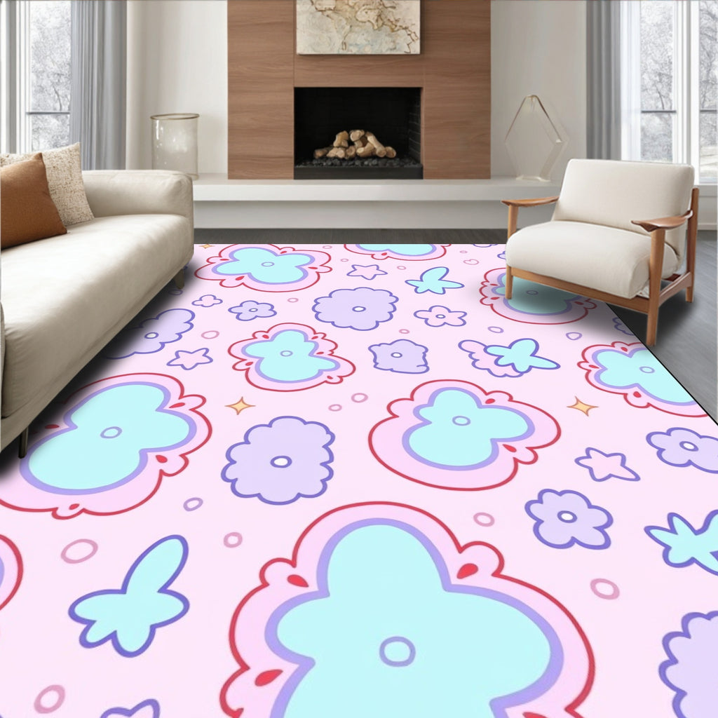 Pastel Floral Cloud Pattern Rug