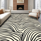 Black Cream Wavy Flow Pattern Rug