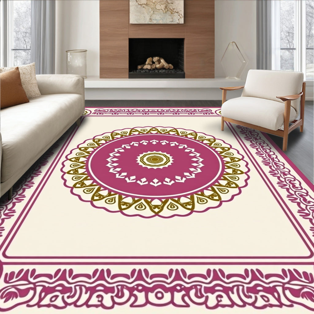 Ornate Geometric Mandala Style Design Rug