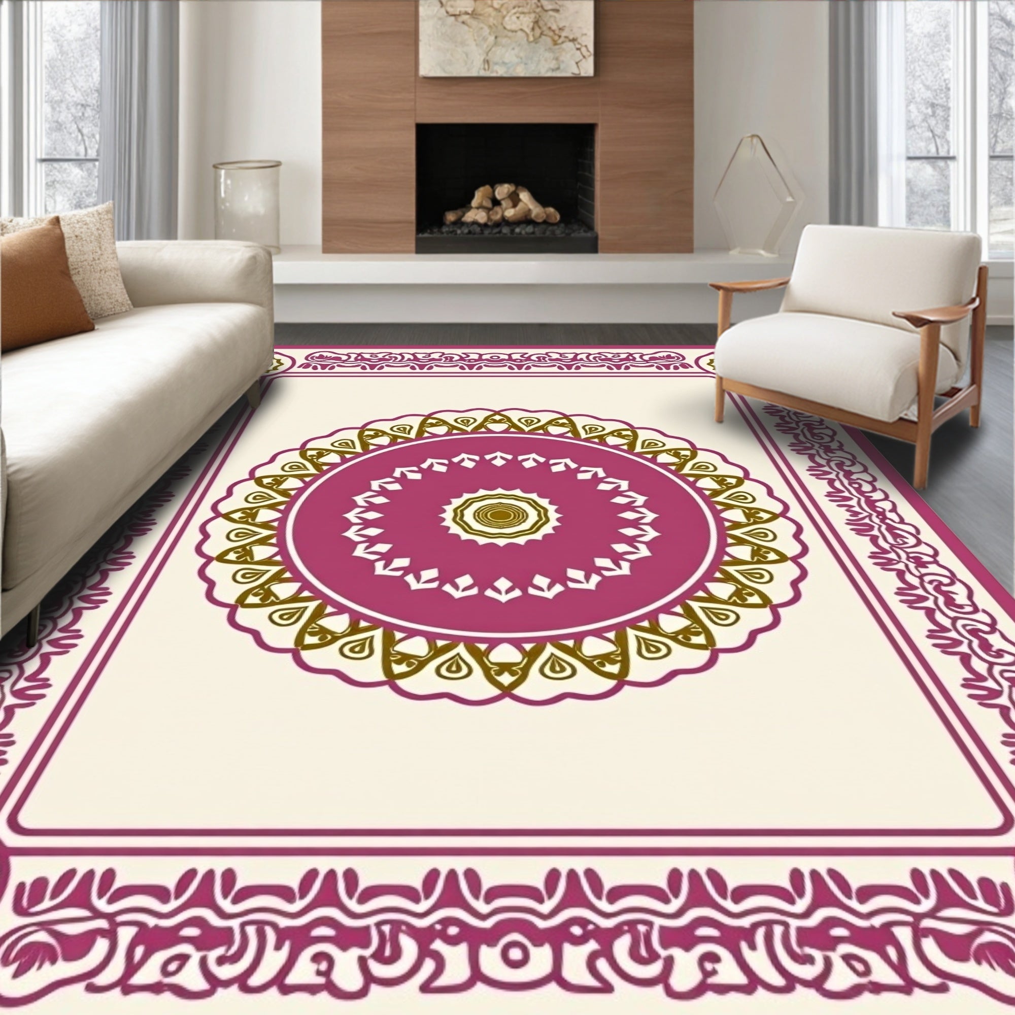 Ornate Geometric Mandala Style Design Rug