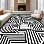 Abstract Line Maze Pattern Rug
