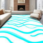 Cool Aqua Wavy Lines Design Rug
