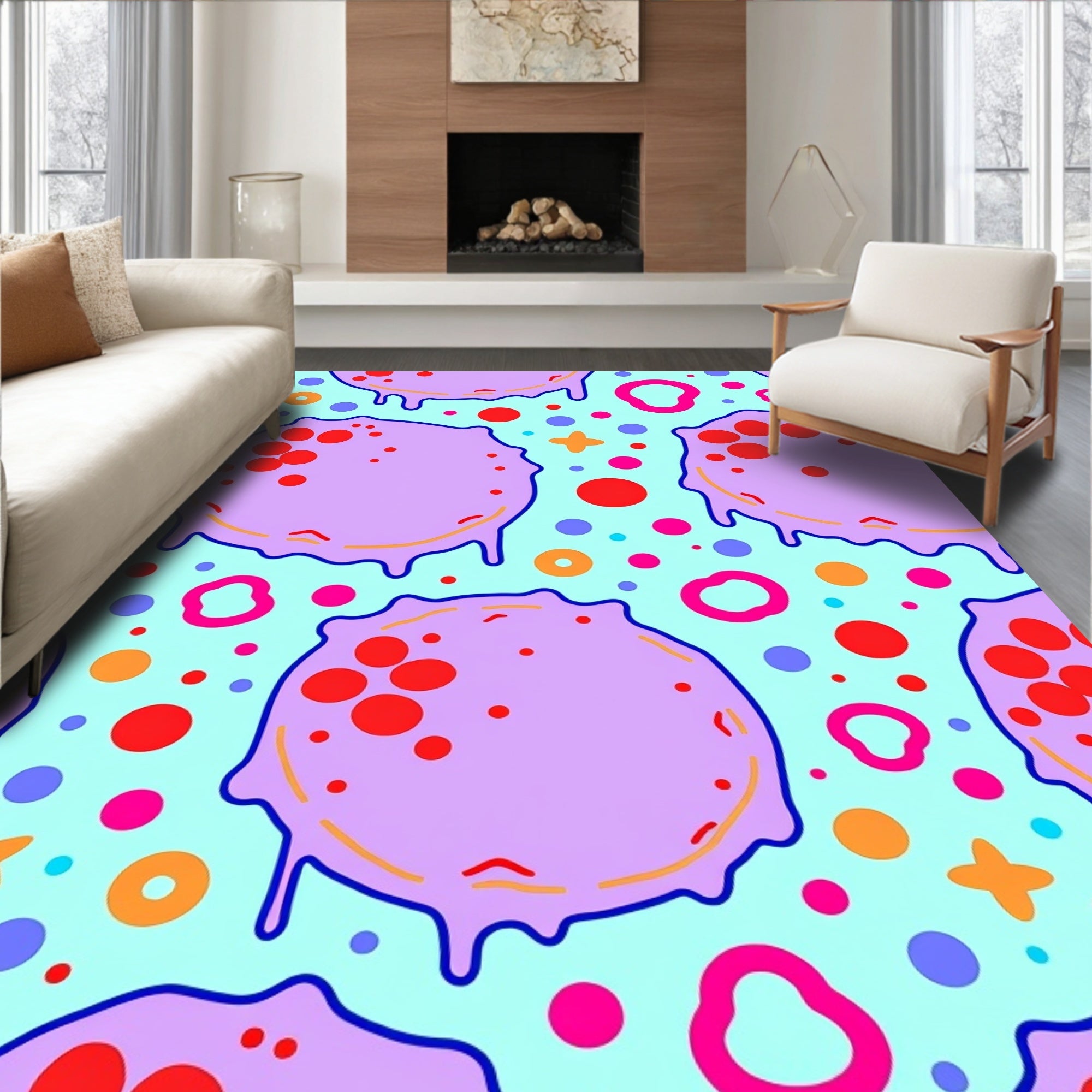Whimsical Blob Dot Pattern Rug