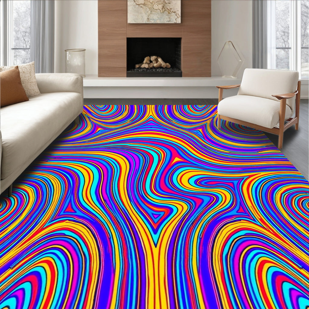Vibrant Swirl Patterned Psychedelic Rug