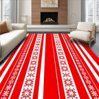 Red White Vertical Folk Stripe Rug