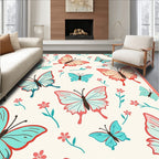 Whimsical Butterfly Floral Pattern Rug