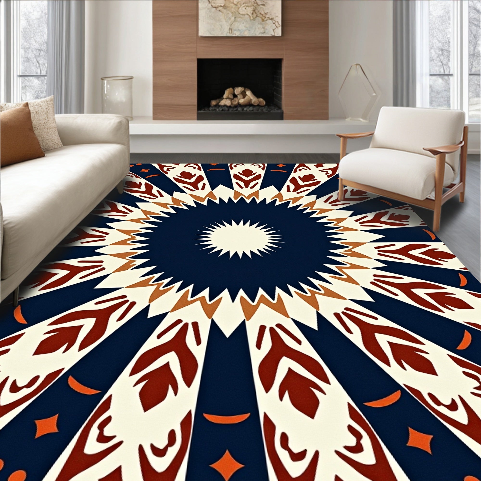 Sunburst Geometric Pattern Rug