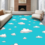 Cute White Clouds Bright Blue Sky Rug