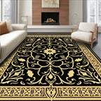 Golden Floral Scroll Pattern Rug