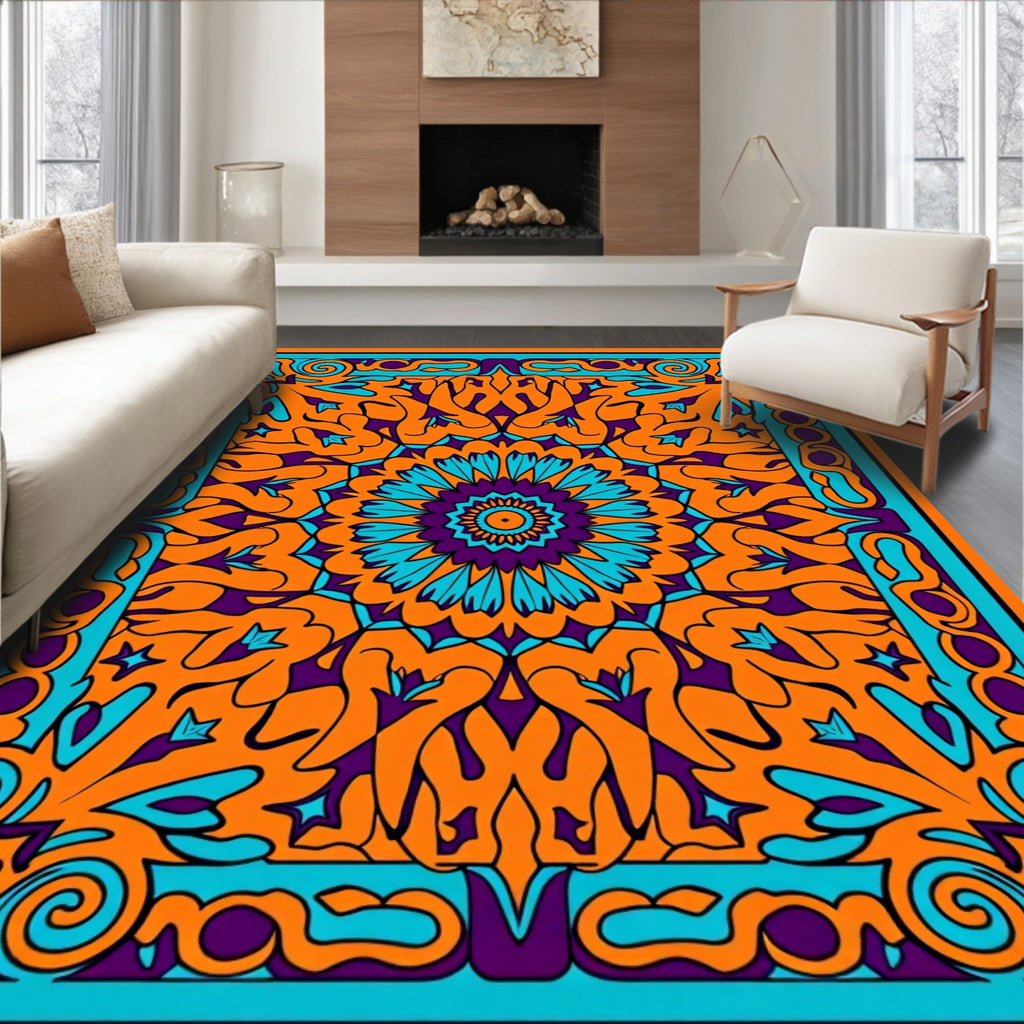 Vibrant Mandala Floral Medallion Design Rug