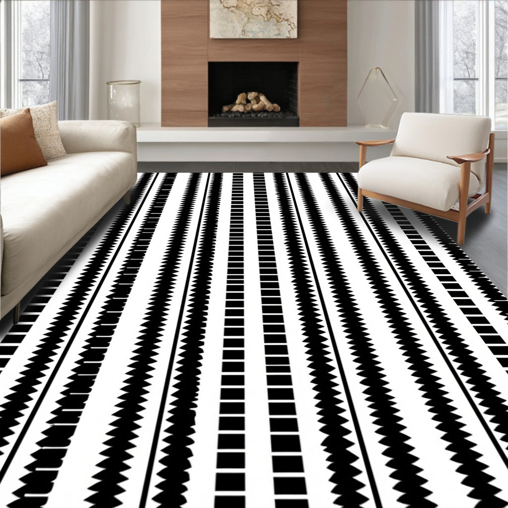 Geometric Lines Squares Pattern Rug