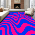 Vibrant Pink Blue Wave Pattern Rug