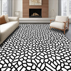 Abstract Organic Black White Pattern Rug
