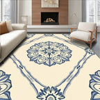 Floral Medallion Cream Blue Pattern Rug