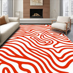 Bold Red Wavy Lines Design Rug