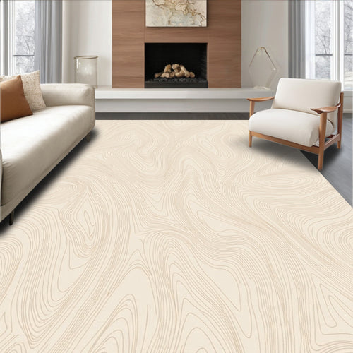 Abstract Contour Line Cream Runner Rug