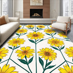 Yellow Daisy Hexagonal Pattern Rug
