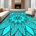 Vibrant Teal Floral Mandala Pattern Rug