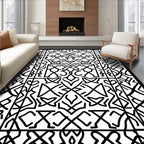 Intricate Abstract Black Geometric Design Rug