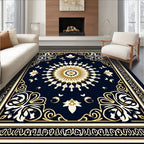 Art Deco Sun Floral Motif Rug