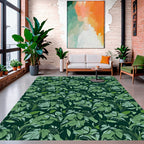 Lush Green Floral Pattern Design Rug