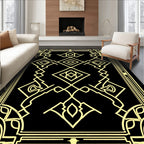 Art Deco Geometric Golden Lines Rug