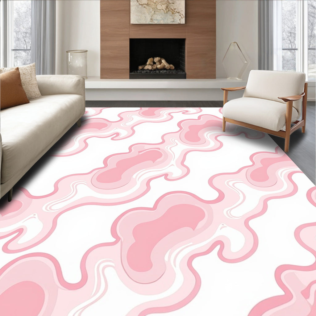 Soft Pink Swirl Abstract Pattern Rug