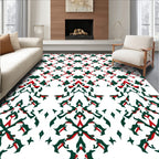 Abstract Red Green Geometric Pattern Rug