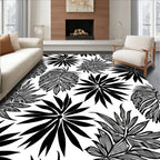Bold Tropical Leaf Silhouette Pattern Rug