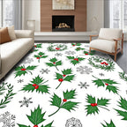 Holly Berry Snowflake Winter Garland Rug