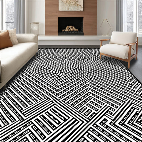Abstract Geometric Maze Pattern Rug