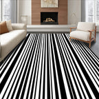 Black White Stripe Pattern Rug