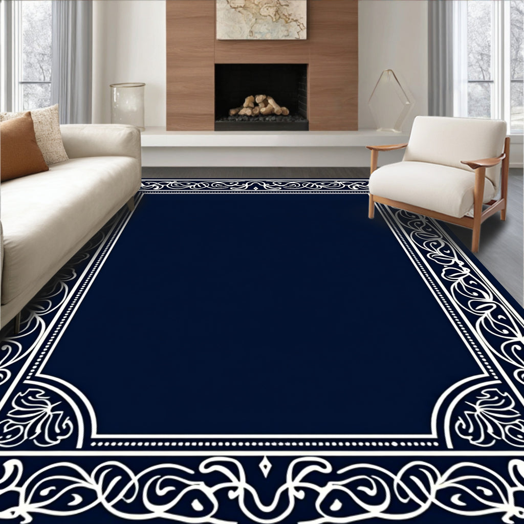 Ornate Floral Vine Border Design Rug