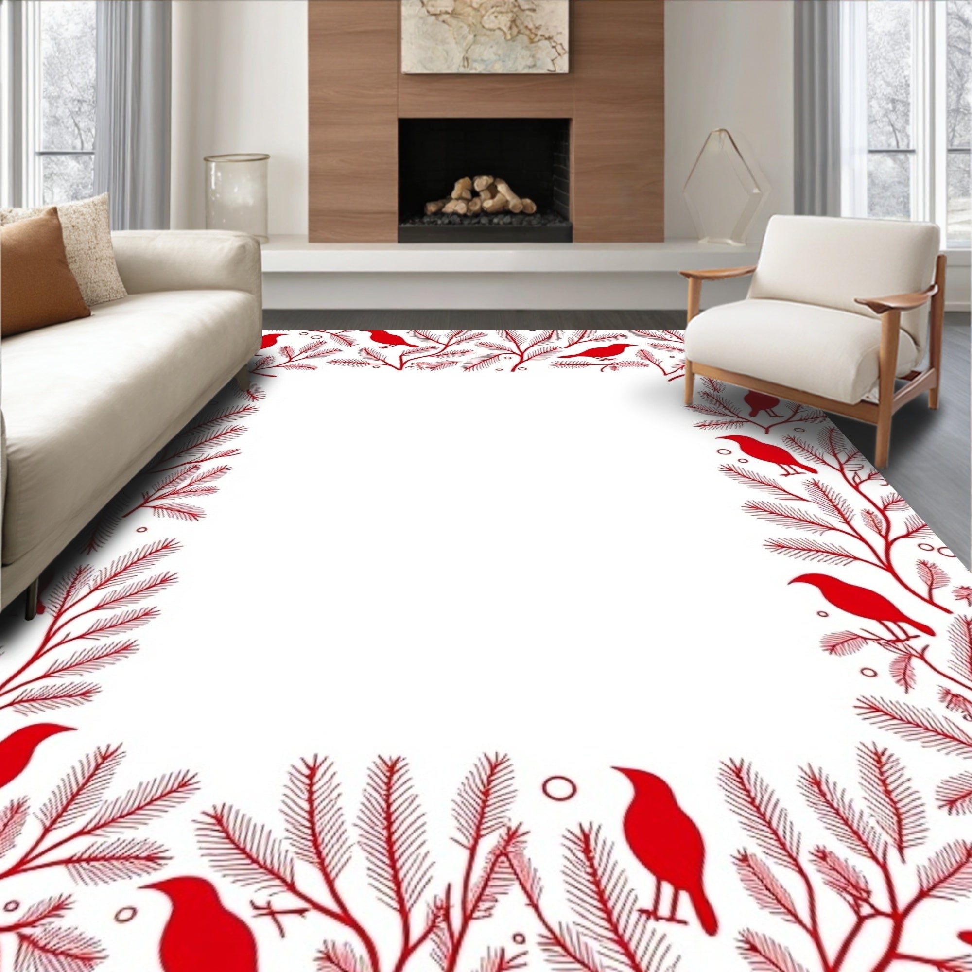 Red Bird Branch Border Rug