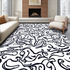 Hand Drawn Abstract Swirl Pattern Rug