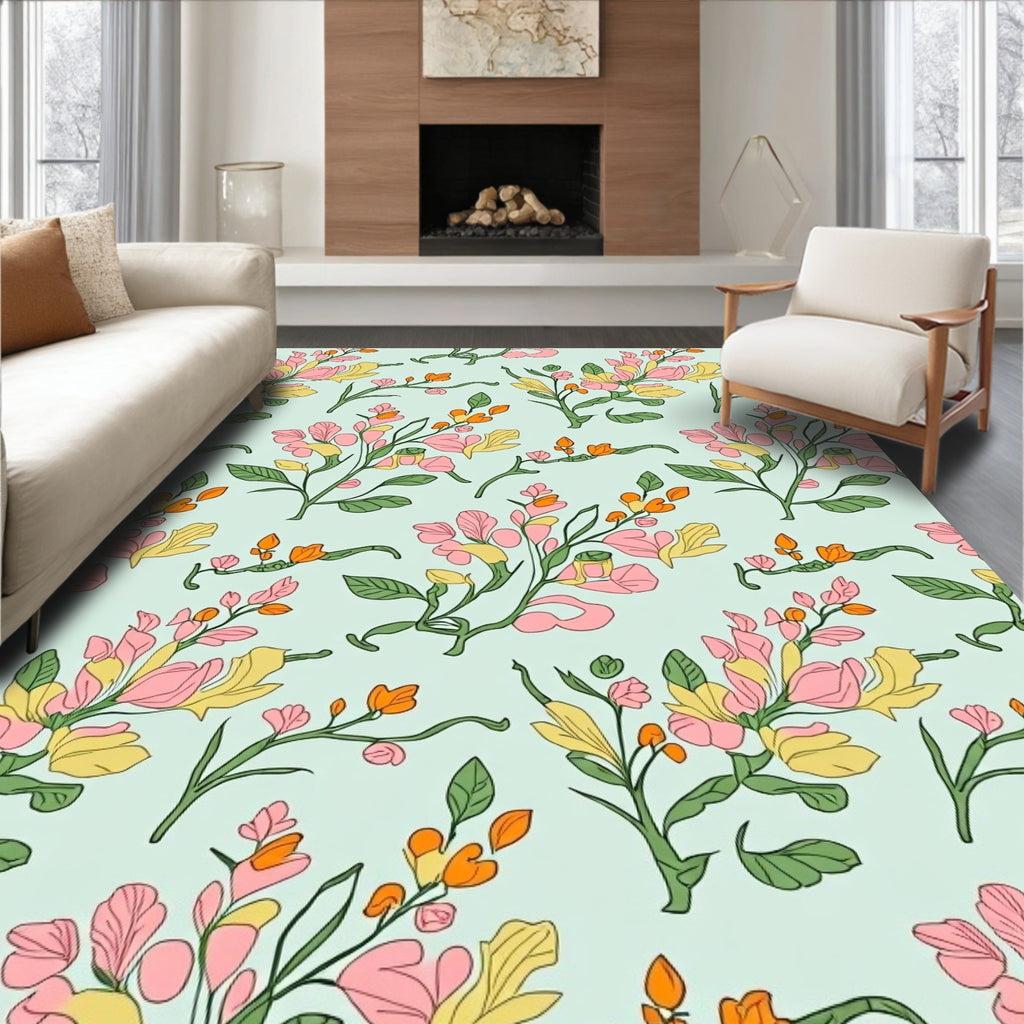 Delicate Floral Pattern With Pastel Hues Rug