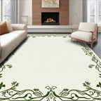 Elegant Green Floral Border Design Rug