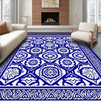 Lace Inspired Blue and White Pattern Rug