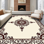 Classic Dark Floral Medallion Border Design Rug