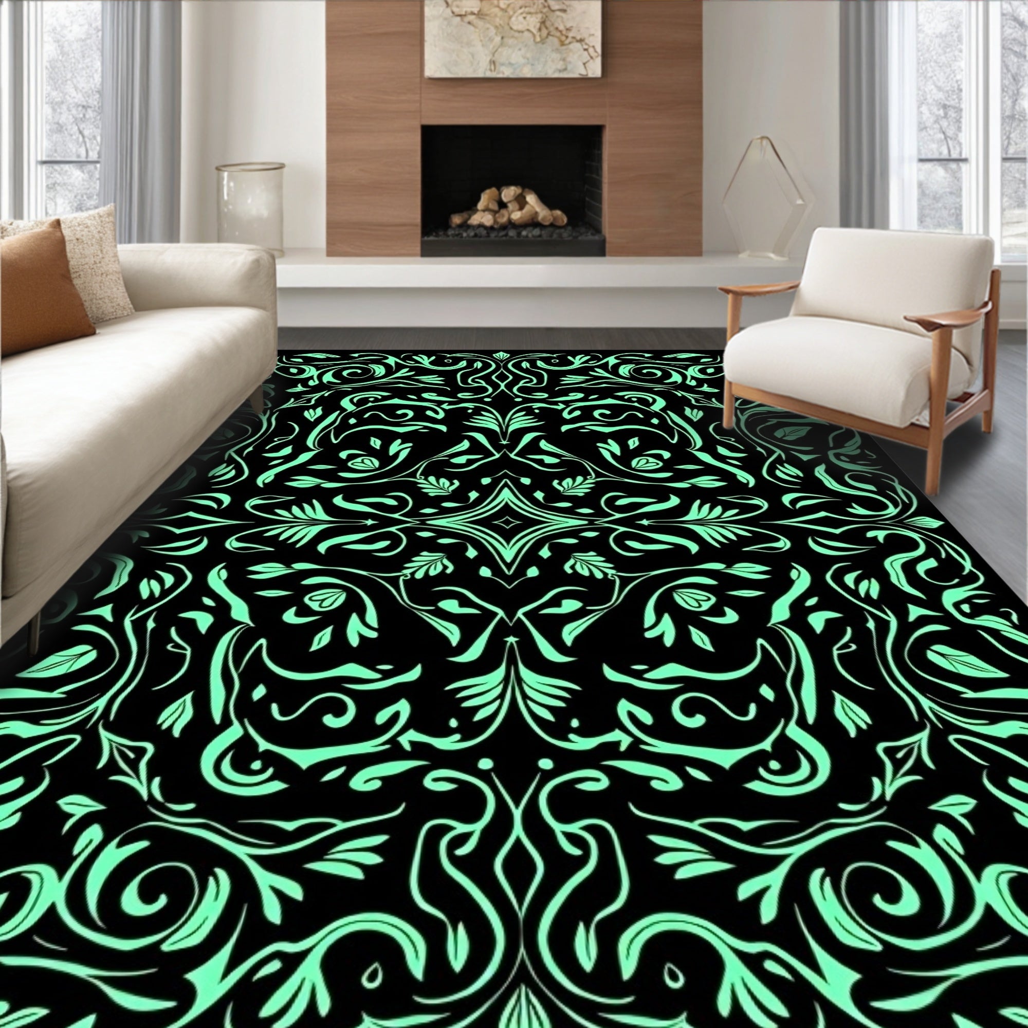 Intricate Floral Swirl Pattern Rug