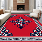 Crimson Starburst Geometric Pattern Rug