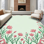 Floral Pink Border Design Rug
