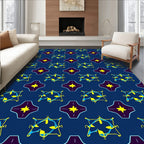 Bold Blue Yellow Abstract Stars Rug