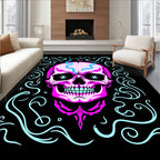 Vivid Pink Skull Celestial Swirls Rug