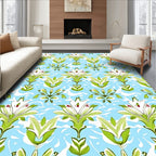 Light Blue Floral Art Nouveau Pattern Rug