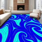 Blue Teal Swirl Shape Pattern Rug