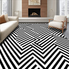 Monochrome Geometric Maze Pattern Rug