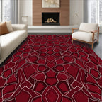 Deep Red Abstract Geometric Pattern Rug